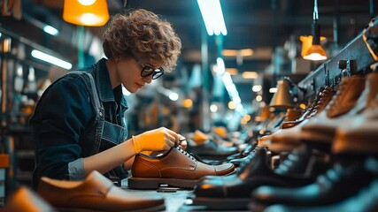 Artisan Crafting High-Quality Leather Shoes in a Traditional Workshop Setting