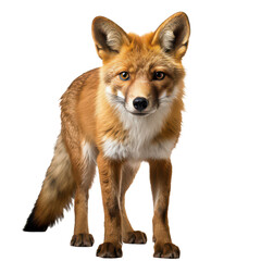 A fox standing on its feet isolated on transparent background, png
