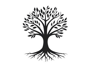 Elegant black and white tree silhouette illustration perfect for various design applications