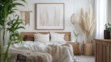 Decorate modern Scandinavian interior with potted pampas grass
