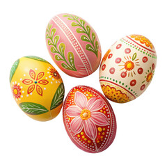 Painted decorative eggs isolated on transparent background