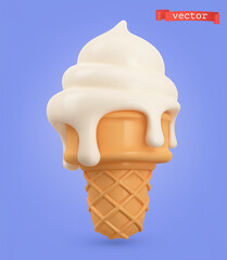 Ice cream 3d cartoon vector icon