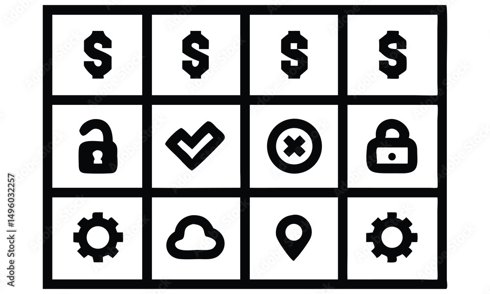Poster set of vector web and mobile icons, a collection of internet symbols for business design