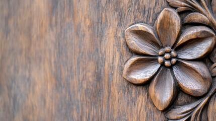 Wooden doorframe with elaborate carvings of floral patterns