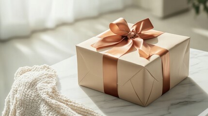 Gift from designer on white backdrop