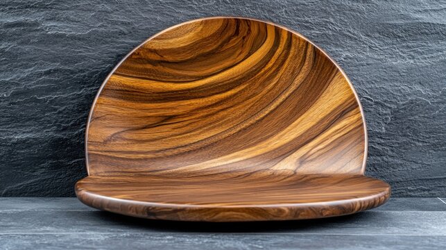 Smooth wooden plate with concentric ring patterns
