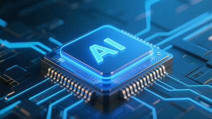 Ai microchip technology futuristic circuit board