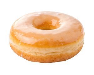 Obraz premium A glazed doughnut on black isolated on transparent background