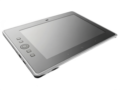 Tablet device close up view isolated on transparent background
