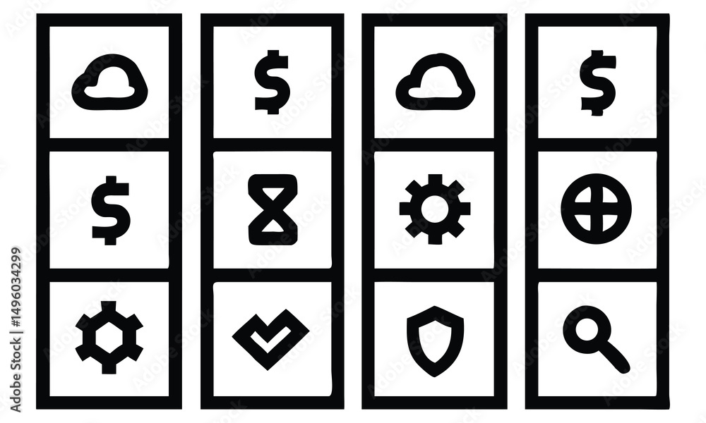 Poster vector web icons set illustration with computer internet symbols