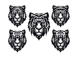 Set of tiger head vector illustrations logo