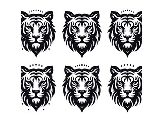 Set of tiger head vector illustrations logo