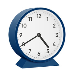 It is forty minutes past four, 40 past 4, 04 40, 16 40, 4 40 am, 4 40 pm, 20 minutes to 5 oclock. Realistic 3d illustration dark blue table clock png transparent