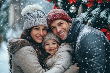 Obraz premium A Family's Winter Wonderland Embrace