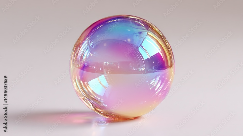 Aufkleber a close-up of a clear orb resting on a white background with a beam of light illuminating its surfac