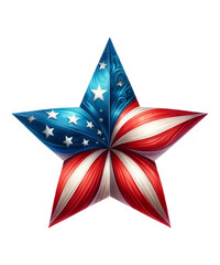 Red star symbol on a white background, a shiny holiday decoration