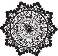 Hand drawn mandala alpona set round line art vector