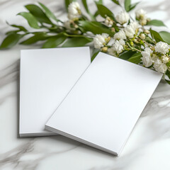 wedding Invitation card mockup, blank wedding save the date template with minimal flowers and mesh cloth with natural elements and plant, warm colors, 5x7 inches, thank you, happy birthday