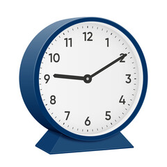 It is ten minutes past nine, 10 past 9, 09 10, 21 10, 9 10 am, 9 10 pm, 50 minutes to 10 oclock. Realistic 3d illustration dark blue table clock png transparent