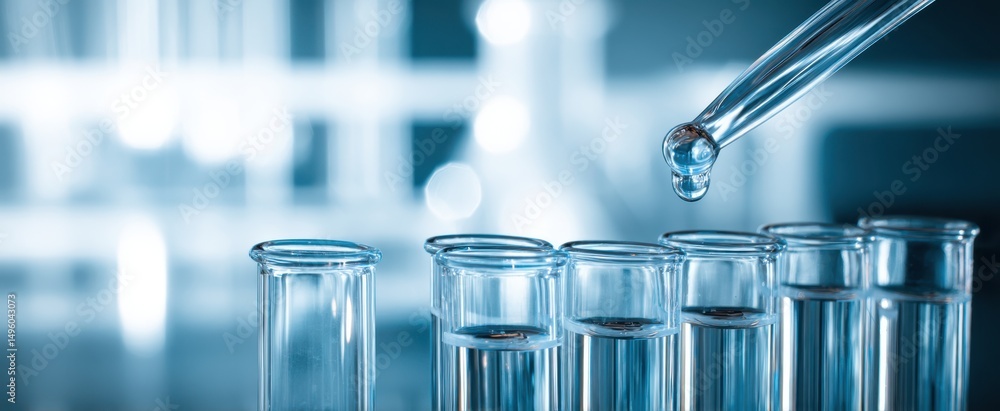Aufkleber the pipette dropping liquid into test tubes in a laboratory setting