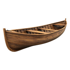 Isolated 3D Render of Rustic Wooden Rowboat