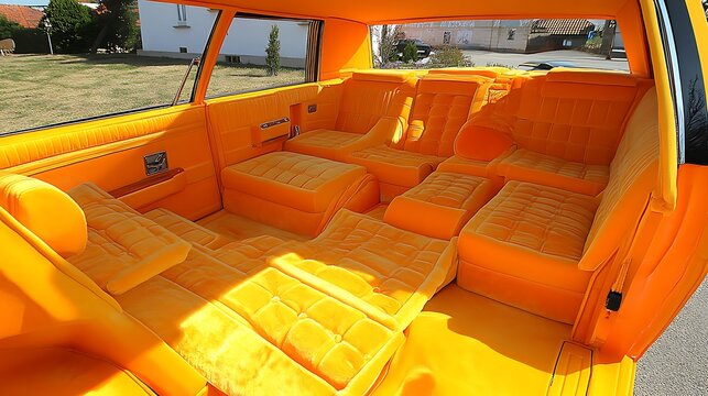 Fototapeta Yellow Luxury Car Interior.