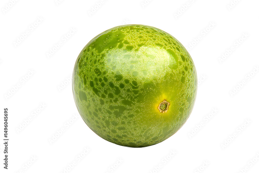 Poster isolated image of a green watermelon with speckled pattern on a black background in studio lighting