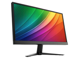Computer monitor with colors isolated on transparent background