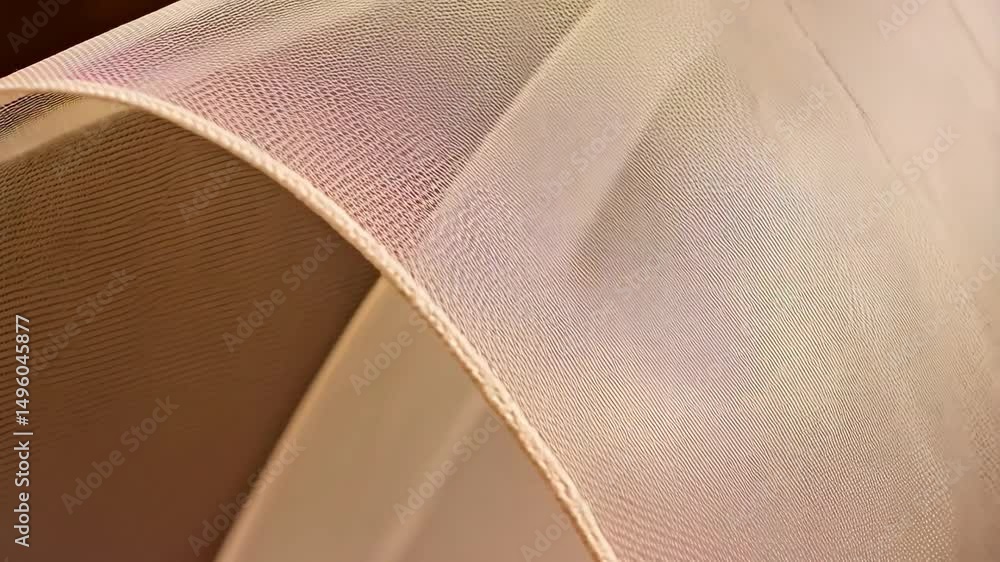 Poster light beige soft flowing sheer fabric in gentle curves showing the weave pattern in a smooth, elegan