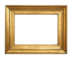 An old, vintage, golden picture frame with no background, on a white background, png, transparent