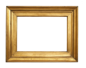 An old, vintage, golden picture frame with no background, on a white background, png, transparent