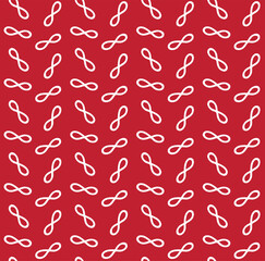 Vector seamless pattern of hand drawn sketch doodle infinity symbol isolated on red background