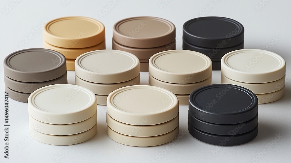 Poster stacked circular objects in various colors