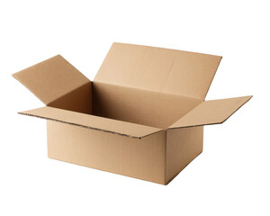 Cardboard box open, isolated on a white background, studio shot, png, transparent
