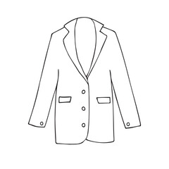 Vector hand drawn sketch doodle outline jacket blazer isolated on white background