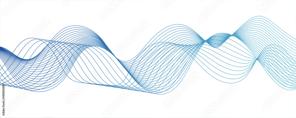 Poster abstract gradient sky blue wavy flowing dynamic smooth curve lines background. digital future techno