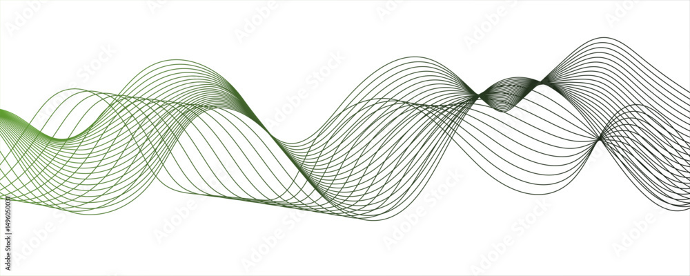 Poster Abstract wave lines on white background. business background lines wave.Colorful gray blue glowing frequency sound wave technology curve lines background.