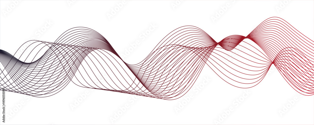Poster abstract wave lines on white background. business background lines wave.colorful maroon glowing freq