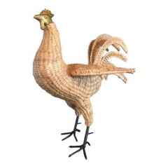 Obraz premium Wicker Rooster Figurine, Farmhouse Decor, Rustic Home Decor
