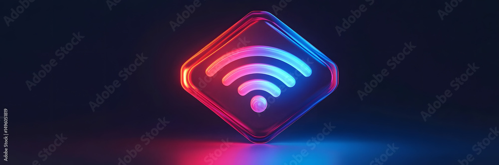 Poster minimalist digital icon of a wi-fi signal with an arrow pointing to it, internet, website