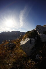 Accursed mountains in autumn, wide angle lens