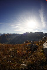 Fototapeta premium Accursed mountains in autumn, wide angle lens