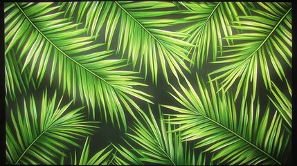 Tropical foliage pattern on a dark background.
