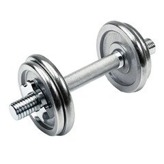 Naklejka premium A single chrome dumbbell set isolated on transparent background