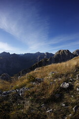 hiking accursed mountains in autumn