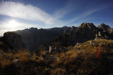 hiking accursed mountains in autumn