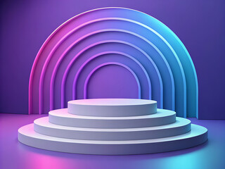 Obraz premium Abstract Geometric Product Stage, Modern 3D Display Mockup. Ideal for Contemporary Product Photography, Tech Gadgets, or Modern Brand Displays.