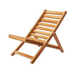 Modern Compact Wooden Beach Chair with a Minimalist Design Isolated on Transparent Background