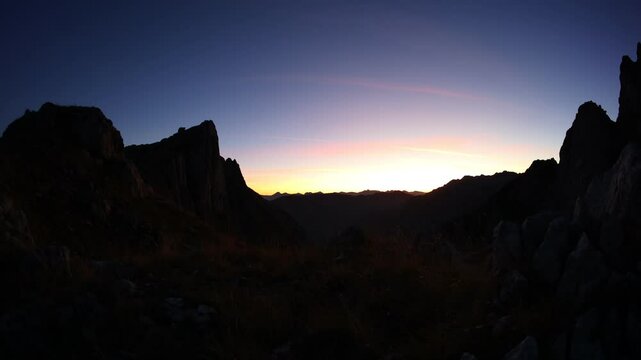 Accursed mountains after sunset in autumn
