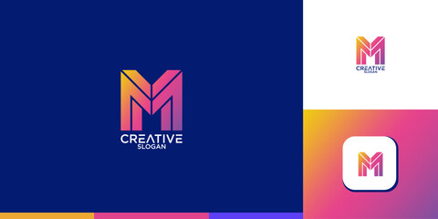 initial letter m abstract monogram logo vector design